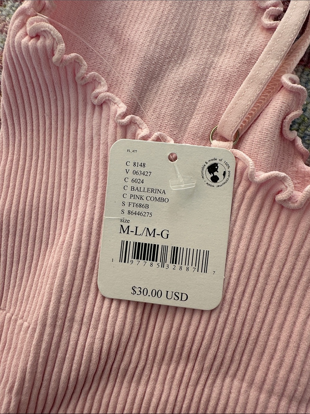 Free People Intimately Light Pink Ribbed Cami - Picture 3 of 3